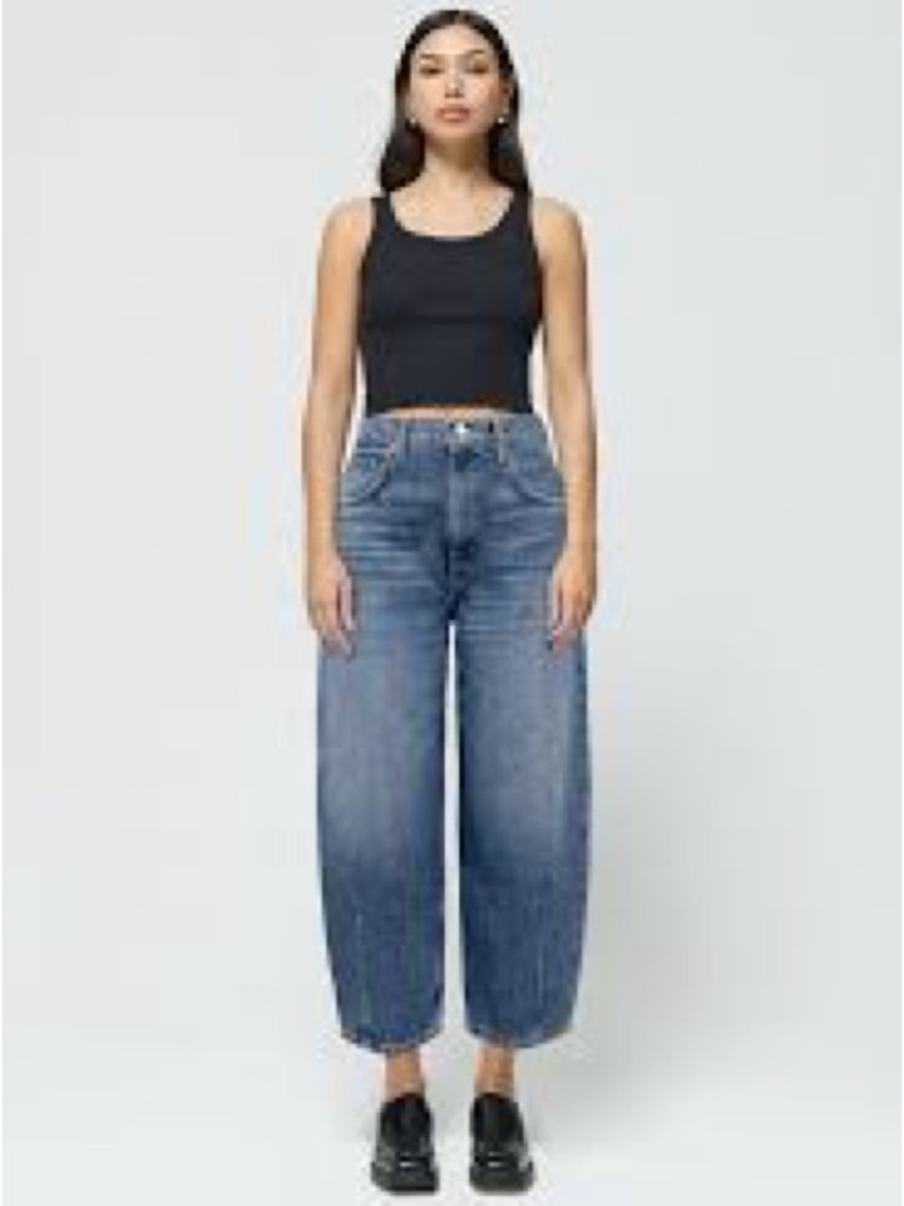 Etica Wide-Leg High-Rise Barrel Jeans in Blue Wash
